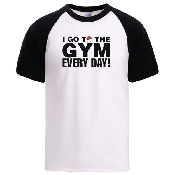 

i go to the gym every day mens summer loose swear brand short sleeve raglan workout black hooded sweatshirt hoodie men t shirt