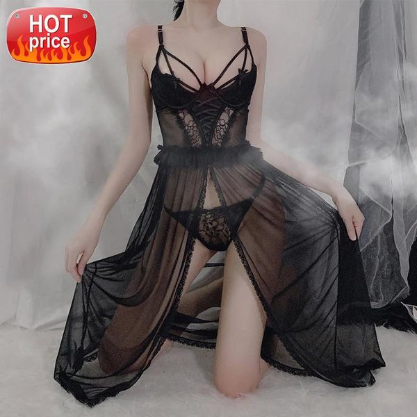 

black corset lingerie porno sling baby doll dress for women mesh transparent lace sleepwear lenceria erotica mujer sexi new #g56v, Black;white