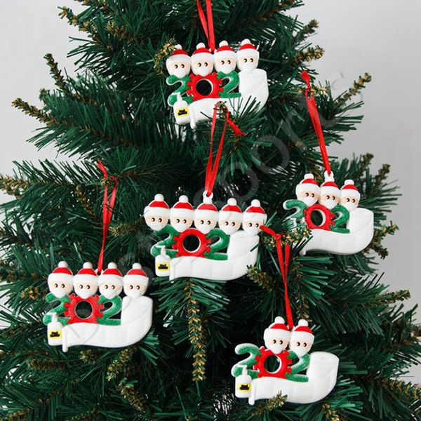 

christmas tree ornament diy 2020 quarantine xmas decoration soft pvc family of 2 3 4 5 pendant with face masks birthdays party gift