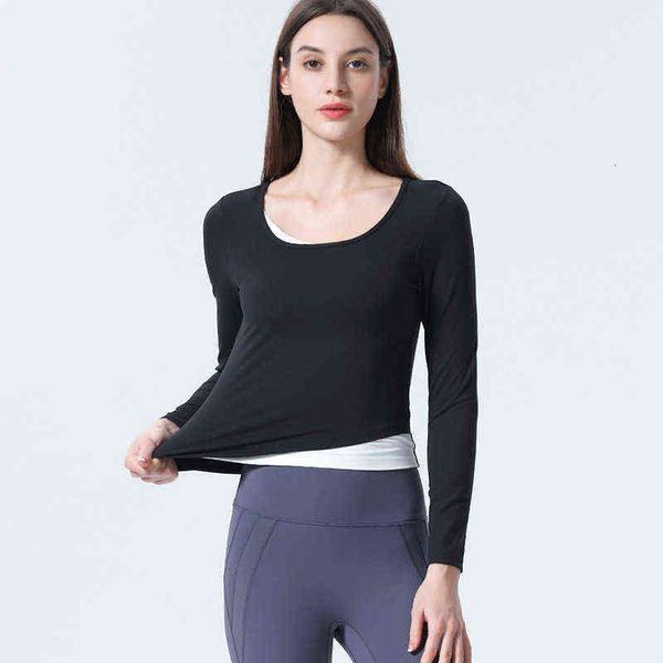

women's t-shirt yoga yoga 2022 autumn winter tight sports long sleeve fashion high elastic nude fitns cloth women, White