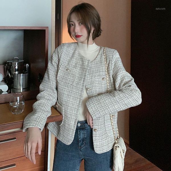 

jacket women's autumn and winter all-match korean style single-breasted retro design temperament fashion all-match jacket trend1, Black;brown