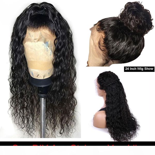 

water wave lace front wig maxine wet and wavy wig lace front human hair wigs maxine 360 lace frontal wig remy 150, Black