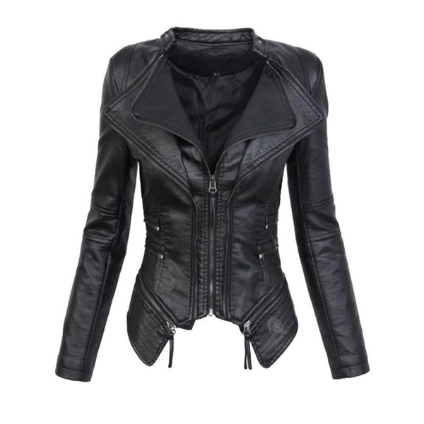 

faux leather pu jacket women winter autumn fashion motorcycle jacket black faux leather coats outerwear female slim coat