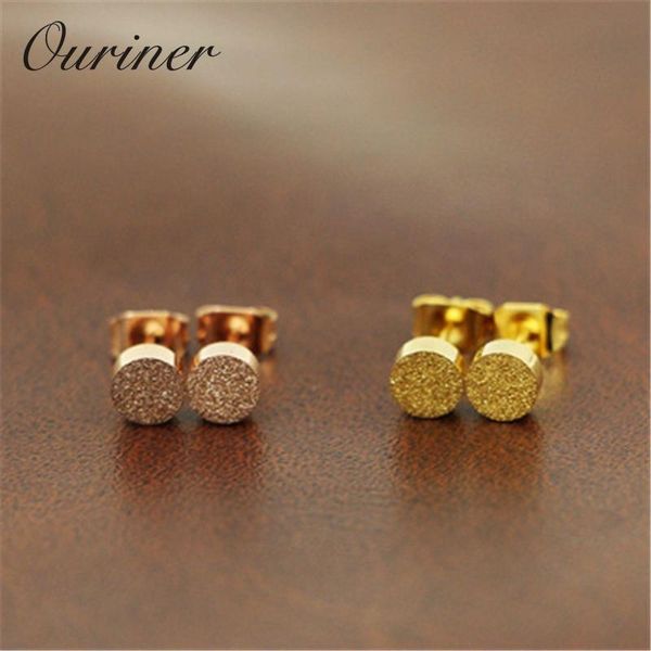 

мода ювелирных изделий роза rold цвет симпатичные круглая матовой крошка stud серьги для девушки женщин титана стал бин серьги ke008 yxltsg, Golden;silver