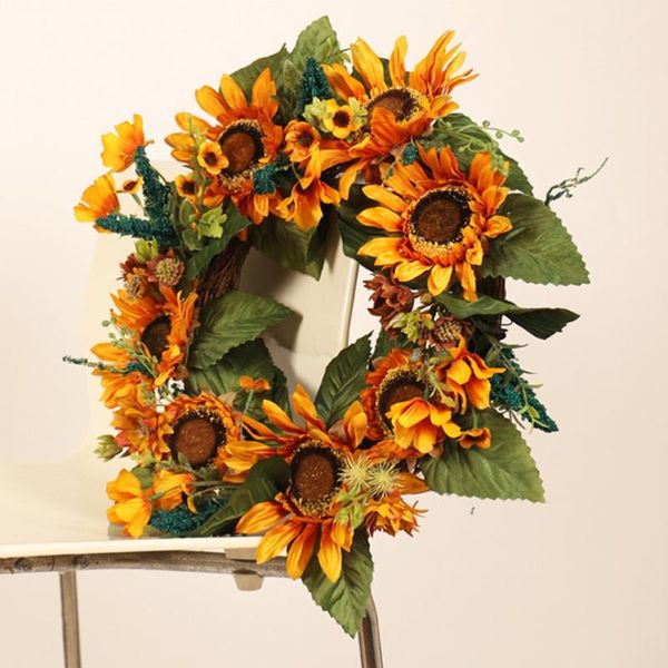 

1pc thanksgiving wreath emulational festival headdress for home orange green