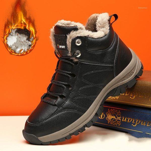 

aq709 men boots winter plus size 46 warm ankle botas hombre platform autumn outdoor casual men's shoes chaussure1, Black