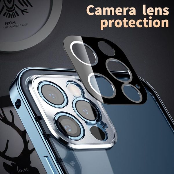 

square edge metal bumper double sided glass case for iphone 12 mini pro max luxury magnetic full protective cover h bbyfne