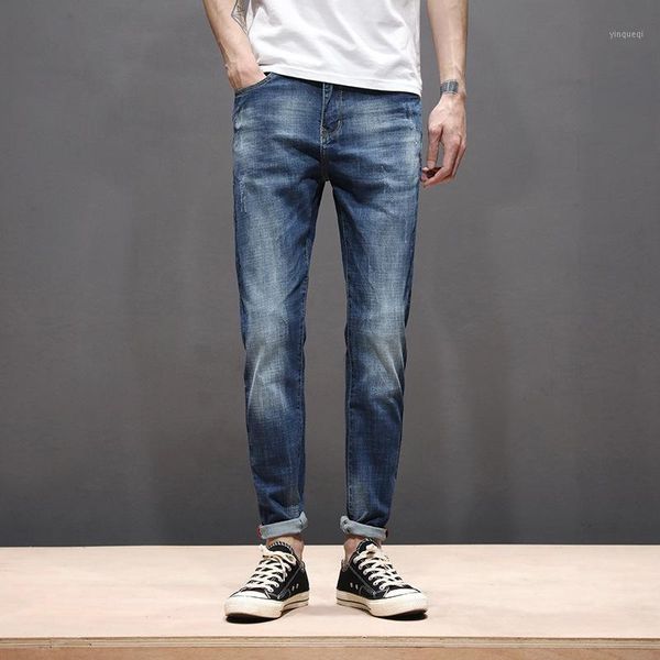 

new arrivals men's straight jeans distressed denim pants winter ripped denim trousers1, Blue