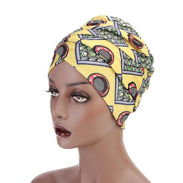 

новый стиль женщина печати мусульманской hat stretch ретро тюрбан hat платок wrap cap stretch хлопок печатная длинный хвост шарф шапка # 5/2, Blue;gray