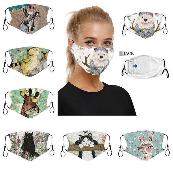 

designer face mask 3d digital printing of cute animal face mouth mask adjustable anti-dust can be washed protective mask
