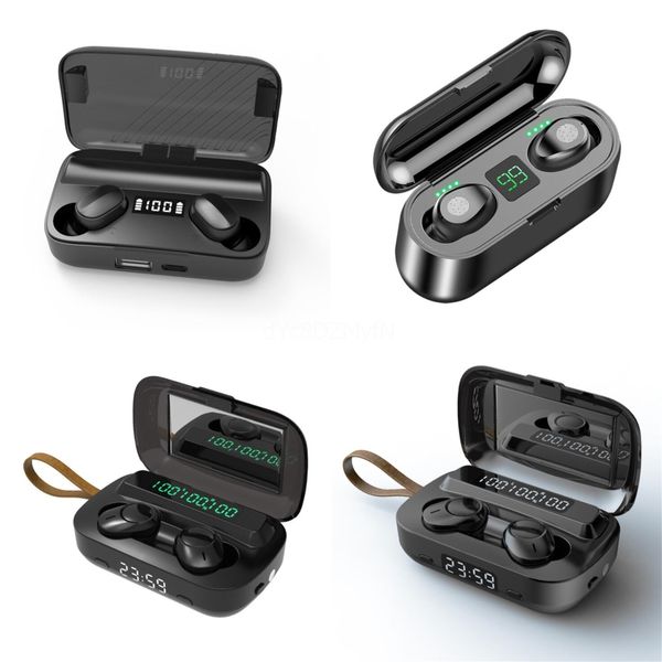 

wireless earphone bluetooth v5.0 f9 tws headphone hf stereo earbuds led display touch control 2000mah power bank headset with microphone #84