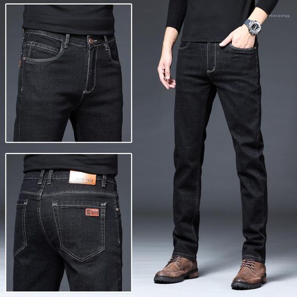

new men's brand black blue jeans trousers men clothes elasticity skinny jeans business casual male denim slim pants classic sty1