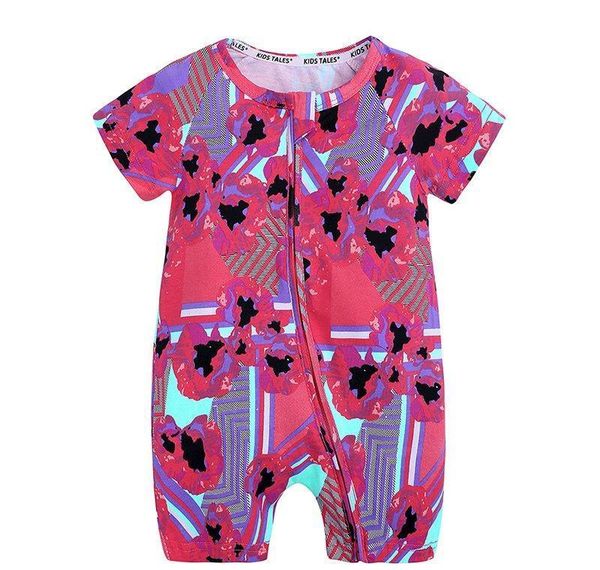 

2020newborn baby clothes print short sleeve cotton baby boy&girls rompers clothing zipper jumpsuits pajama bbyvce bde_luck, Blue