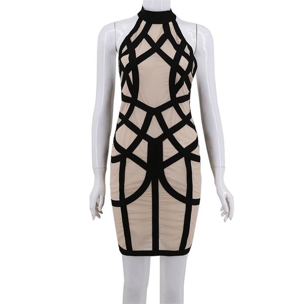 

2020 black perspective bandage strip + malha nu women's dresses 5djo, Black;gray