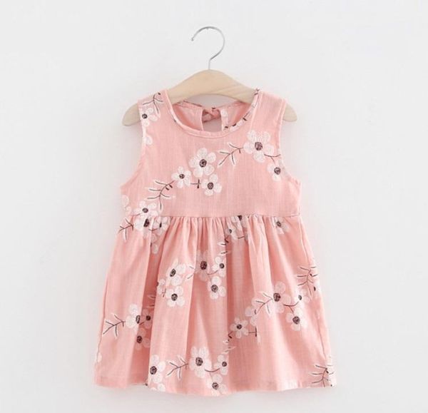 

2018 new summer baby girls dress o-neck embroidery floral sleeveless vest dress lovely toddler clothing children tutu dresses1, Red;yellow