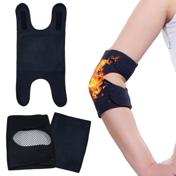 

elbow & knee pads 1 pair self-heating support elastic pad arm arthritis protector brace gym soprting health care protector1, Black;gray