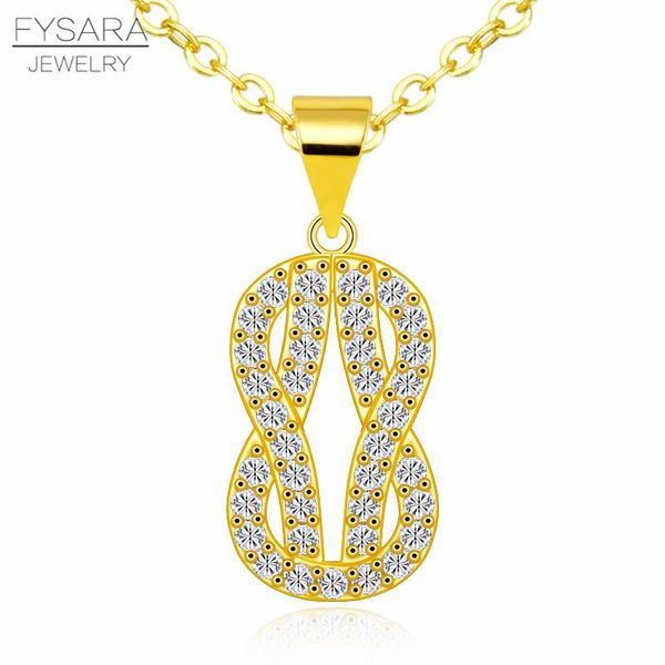 

fysara крошечный номер 8 кристаллов ожерелье для женщин мода золото серебро цвет себе ожерелье циркон камень ювелирные изделия yxllif, Silver