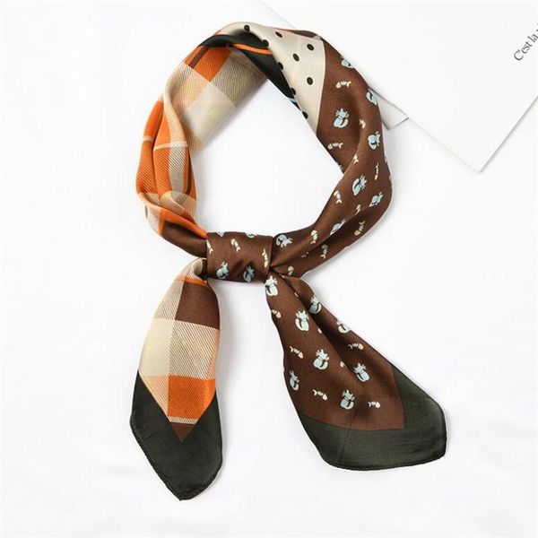 

scarves 70x70cm women multifunction polyester silk scarf plaids cats prints small square wraps shawl headband chiefs ties, Blue;gray