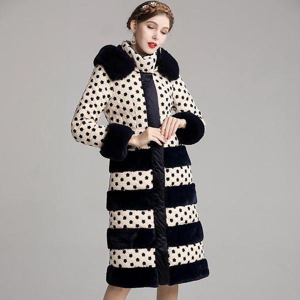 

women's down & parkas winter hooded fur collar coat vintage style embroidery retro ladies slim long sleeve elegant jacket s-3xl, Black