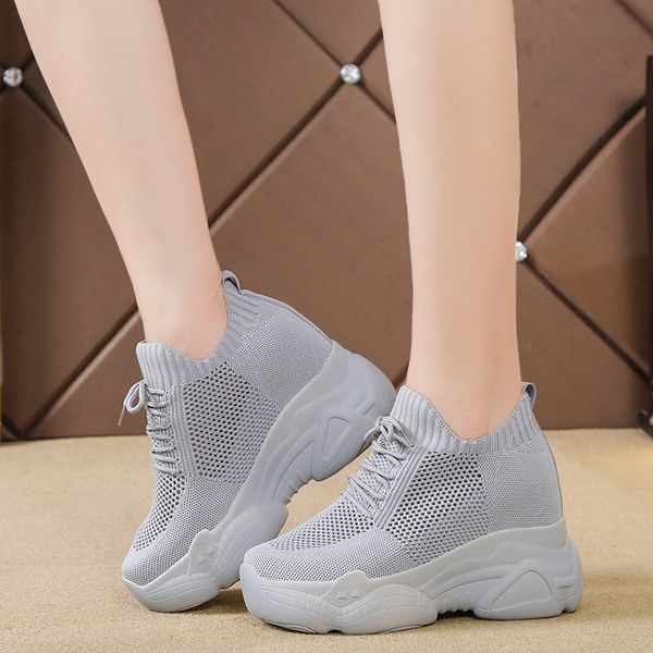 

rimocy hidden heels platform sneakers women breathable air mesh wedge sock shoes woman 2020 spring casual shoes zapatos de mujer lj200824, Black