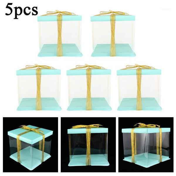 

gift wrap 5pcs transparent birthday cake box with ribbon clear boxes and packaging dessert for shops wedding party1