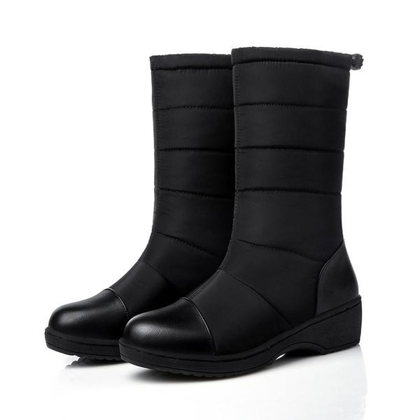 

boots lucyever 2021 winter waterproof down snow women super warm comfortable wedges mid calf woman cotton padded shoes, Black