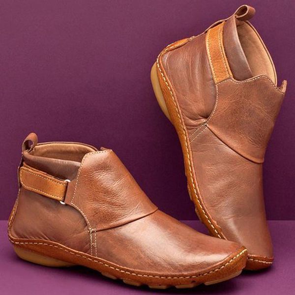 

2021 winter leather women boots autumn retro booties ankle boots platform women rubber shoes zapatos de mujer, Black