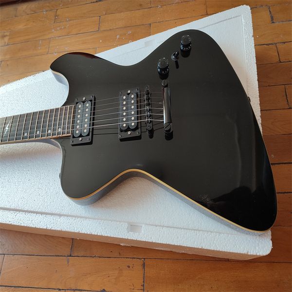 

black color electric six strings guitar