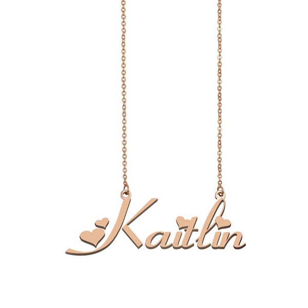 

kaitlin name necklaces pendant custom personalized for women girls children friends mothers gifts 18k gold plated stainless steel, Silver