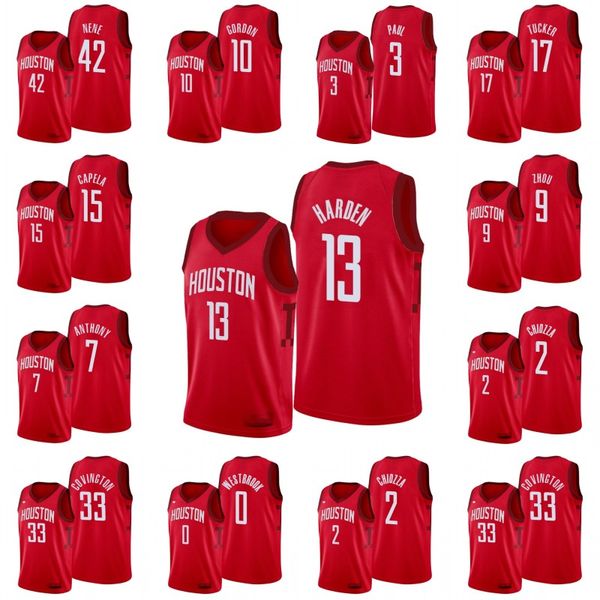 

men nene james harden chris paul p.j. tucker clint capela eric gordon zhou qi carmelo anthony brandon jersey, Black