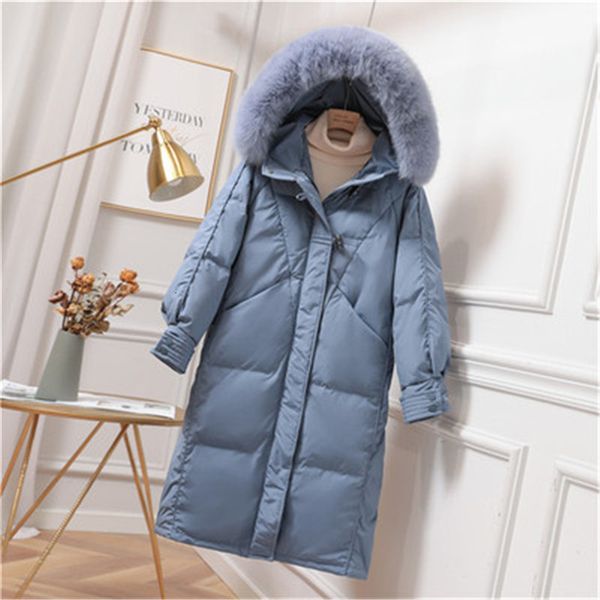 

black blue real collar womens winter long coat 2020 new thick warm white duck down jacket puffer jacket abrigos mujer