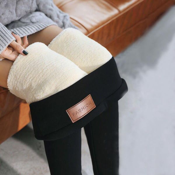 

winter cashmere leggings women high waist slim keep warm pants female ankle length black thicken legging feminine, Black;white