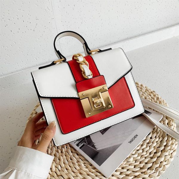 

bag for women small square bag trendy net red hit color handbag lock chain luxury designer handbag women leather handbags