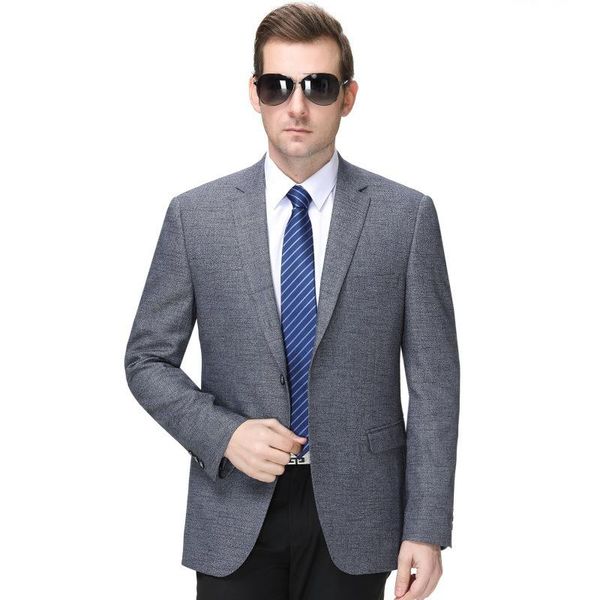

brand spring and autumn single western jacket father's casual suit men's middle aged wool men's suit, White;black