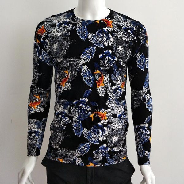 

creative dragon fish clouds 3d full print fashion pullover sweater spring 2019 new quality soft smooth elastic sweater men -3xl1, White;black