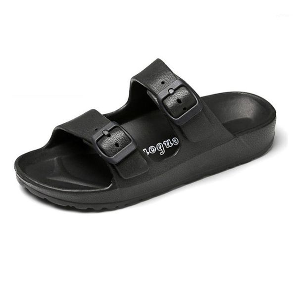 

summer beach non slip home casual shoes indoor outdoor adjustable buckle soft arch support women slide sandals eva flat heel1, Black