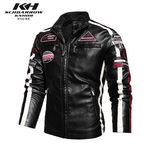 

leather street motorcycle racing suit pu coat plush large men's jacket fashion