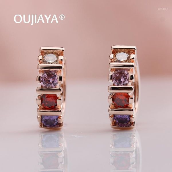 

dangle & chandelier oujiaya round colour crystal earrings women wedding jewelry 585 rose gold natural zircon jewelrya2071, Silver