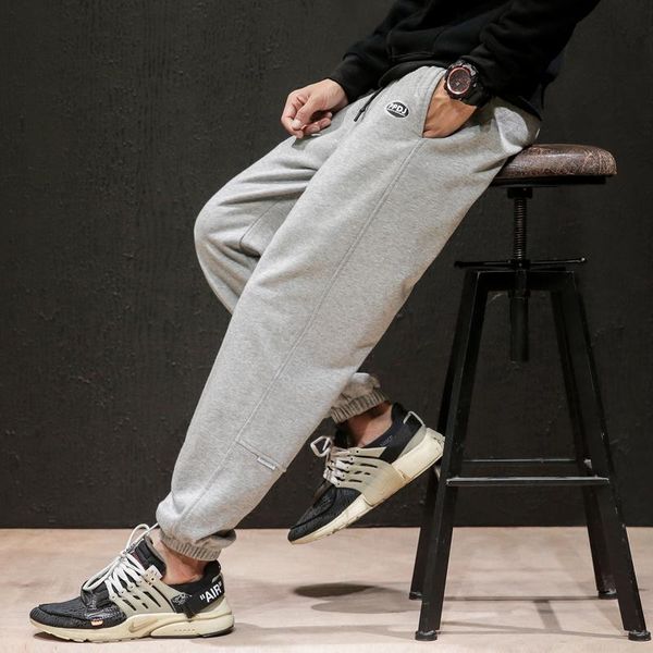 

dropshipping autumn men pocket solid streetwear harem pants mens linen losse cargo pants male sweatpants baggy joggers, Black