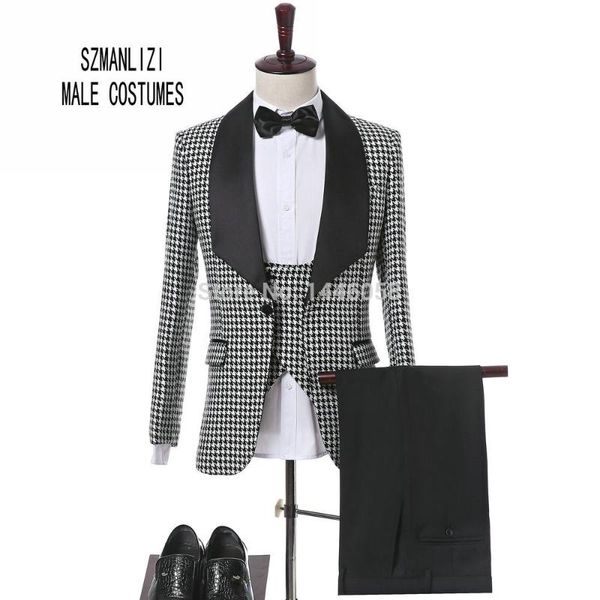

latest coat pant design 2021 italian slim fit plaid formal suit wear groom tuxedo groomsmen wedding dinner party suit bridegroom, White;black