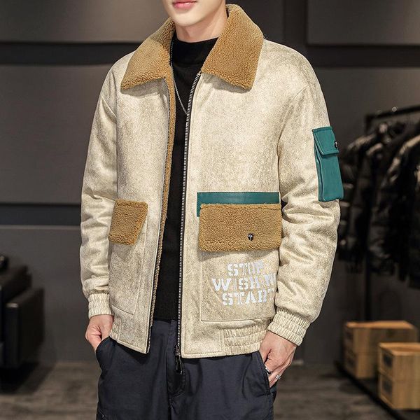 

shang manufacturers selling new winter coat corduroy jacket men with hair thickening imitation lambs wool coat, Black;brown