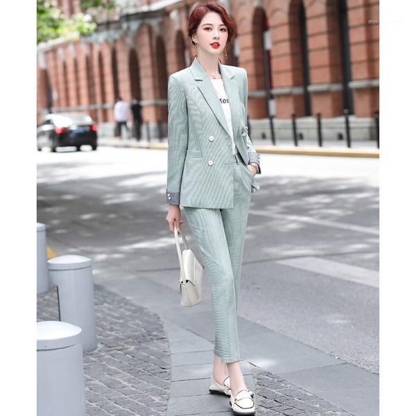 

women's suits & blazers autumn elegant ladies pants business long sleeve casual blazer and office wear double breasted jacket trouser s, White;black