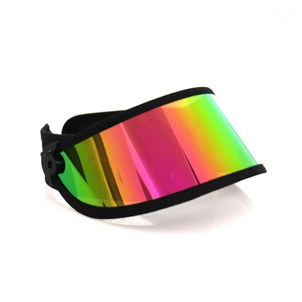 

mirror pink rainbow sunglasses sun protection uv short plastic visor hat custom support caps1, Blue;gray