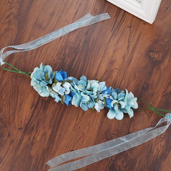 

haimeikang handmade artificial flower women girl princess crown headband wedding bridal fabric floral veil hair wreath qylgic