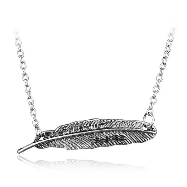 

harried feather necklace antique vintage wingardium leviosa link leave chain porter new fashion pendant jewelry gift accessories, Silver