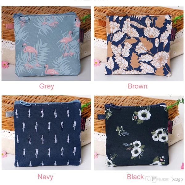 

wholesale portable sanitary napkins canvas storage bag waterproof printing large capacity travel makeup bag with delicate zippers dh0647 t03