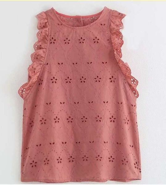 

2019 cut out embroidery top, Black;gray