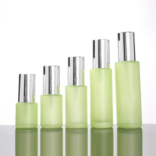 

2oz glass spray pump bottle,green frosted/blue 60ml lotion bottle1