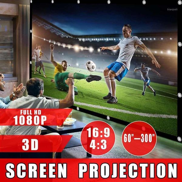 

hd projector screen portable 60 77 100 120 136 inch 16:9 polyester outdoor movie screen for travel home theater dlp projektor1