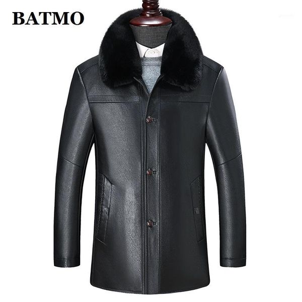 

batmo 2019 new arrival winter thicked pu parkas men,men's winter warm coat,thicked jackets men,88121, Black